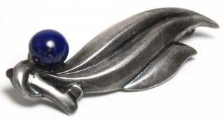 Appraisal: Vintage Modernist Silver Lapis Brooch -silver likely Scandinavian with a