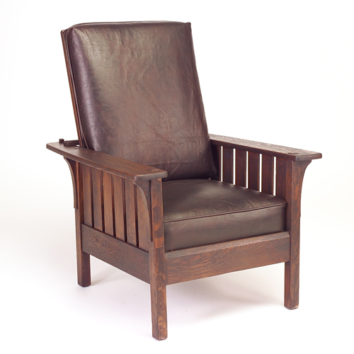 Appraisal: L J G STICKLEY Morris chair no with slats to