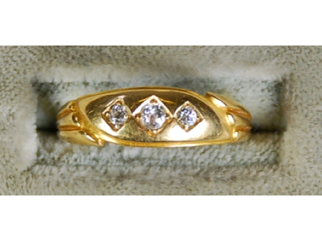 Appraisal: VICTORIAN ct GOLD RING gypsy set with three small old