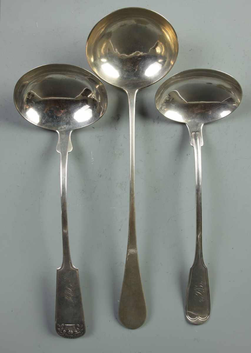 Appraisal: Coin Silver Ladles Coin Silver Ladles Early th cent various