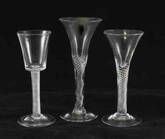 Appraisal: A George II airtwist stem wine glass c with bucket