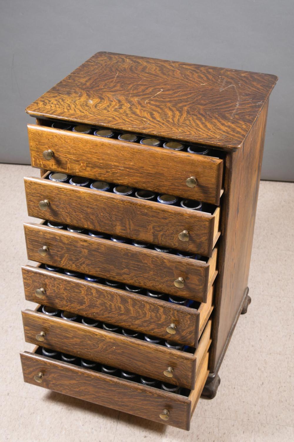 Appraisal: AN OAK CYLINDER RECORD STORAGE CHEST American c having a