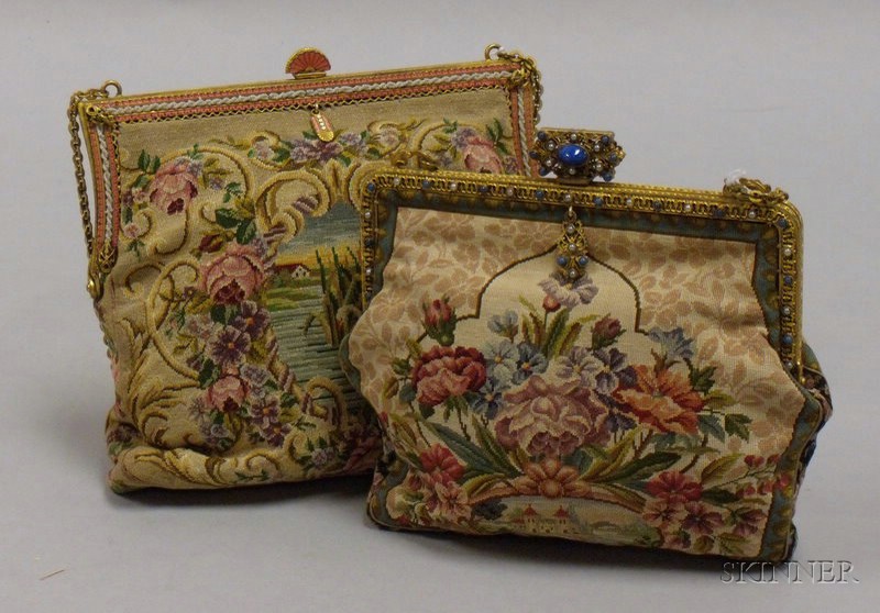 Appraisal: Two Petit Point Evening Bags both silk lined with gilt-metal