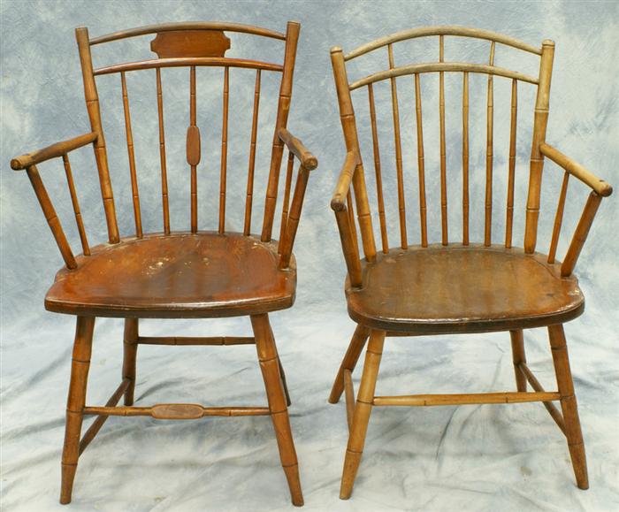 Appraisal: Two bamboo Windsor armchairs h and h Estimate -