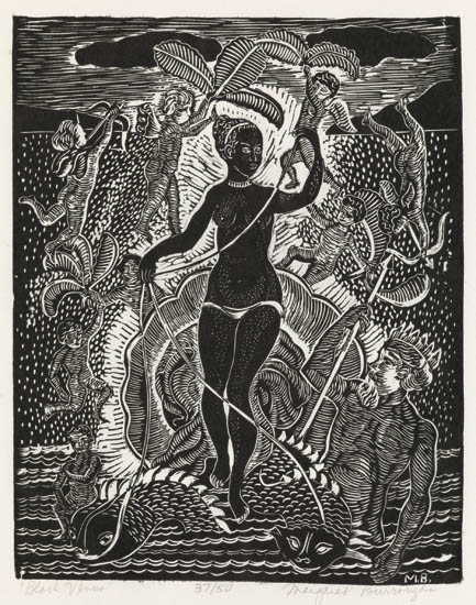 Appraisal: MARGARET BURROUGHS - Black Venus Linoleum cut on imitation Japan