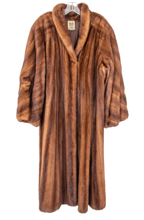 Appraisal: FENDI BROWN MINK COAT Fendi Rome brown mink coat with