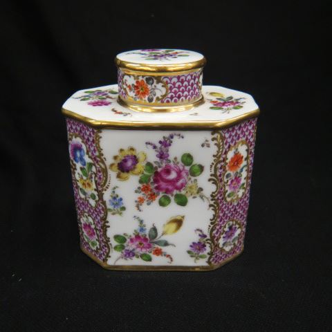 Appraisal: Fine Handpainted Porcelain Tea Caddy Meissen type crossed swords mark