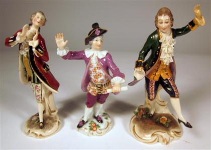 Appraisal: Three German porcelain figuresEach modeled as a gentleman in eighteenth-