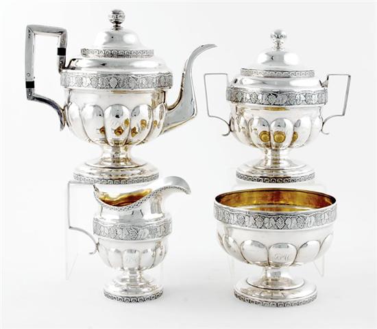 Appraisal: American coin silver tea service New York or Philadelphia circa