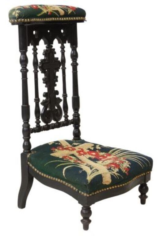 Appraisal: French Napoleon III period ebonized prie-dieu prayer chair late th