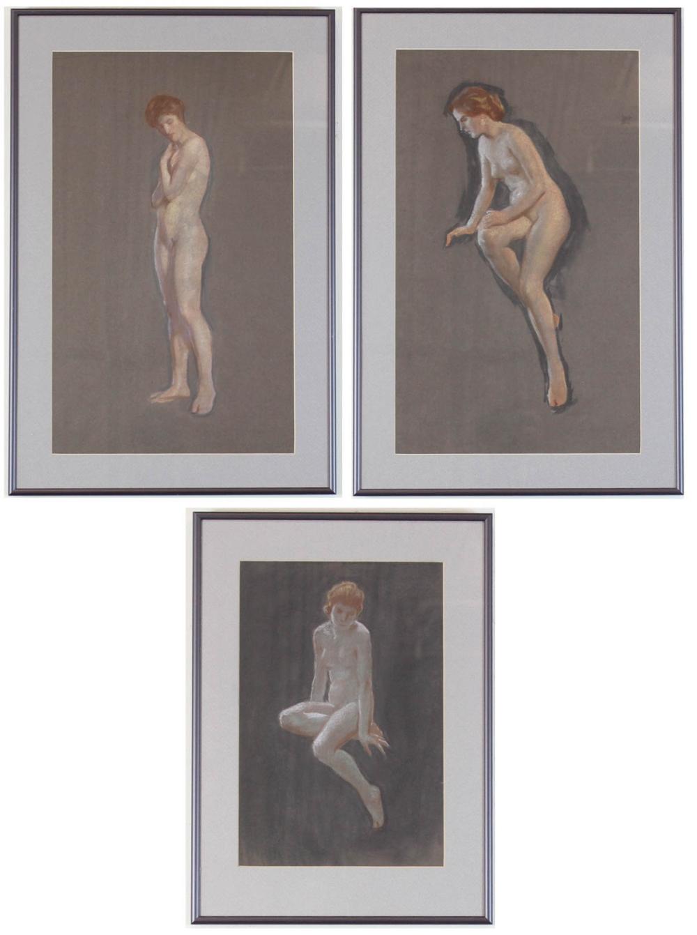 Appraisal: ATTRIBUTED TO NORWOOD MacGILVARY United States - three pastels on