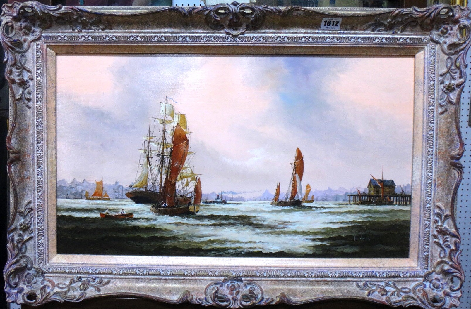 Appraisal: Ken Hammond th century Harbour scene oil on board signed