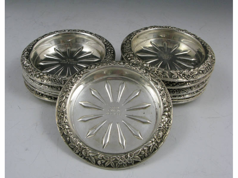 Appraisal: Set of Twelve Kirk Repousse Sterling Coasters repousse with central