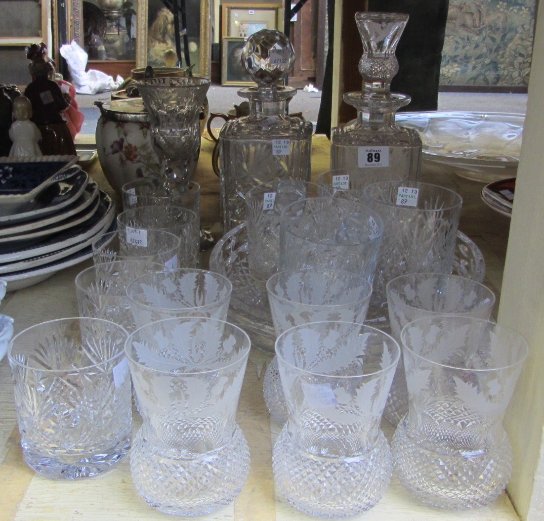 Appraisal: An Edinburgh thistle cut glass part service including a decanter