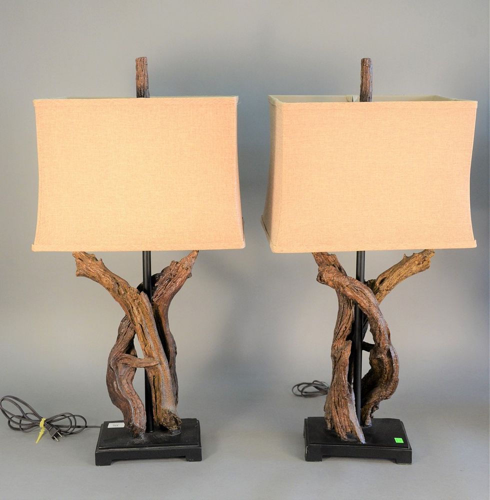 Appraisal: Pair of driftwood style table lamps height Pair of driftwood