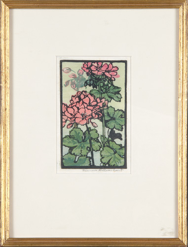 Appraisal: FRANCES H GEARHART Color woodblock print of pink begonia Matted