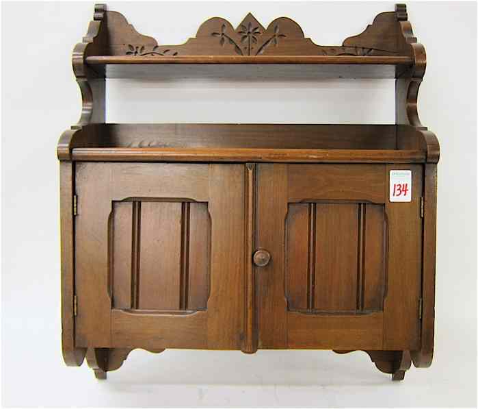 Appraisal: VICTORIAN WALNUT WALL CABINET American last quarter of the th