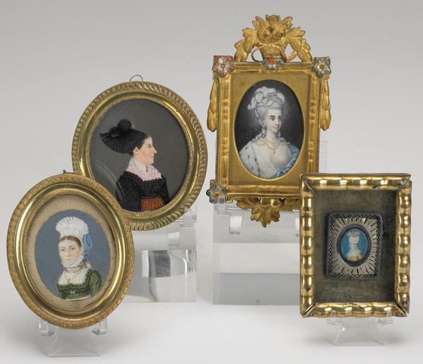 Appraisal: PORTRAIT MINIATURES Four portraits of women two on ivory and