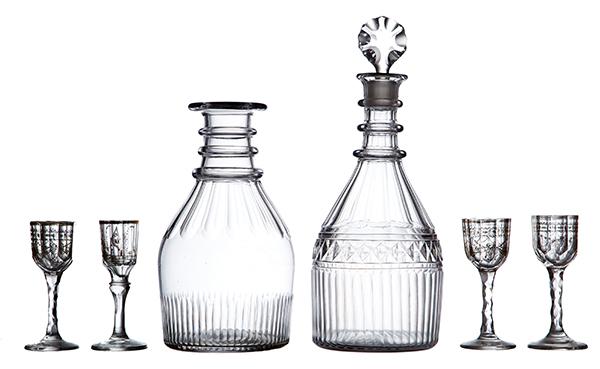 Appraisal: A GEORGIAN CRYSTAL TRIPLE RING NECK CARAFE WITH DECANTER AND