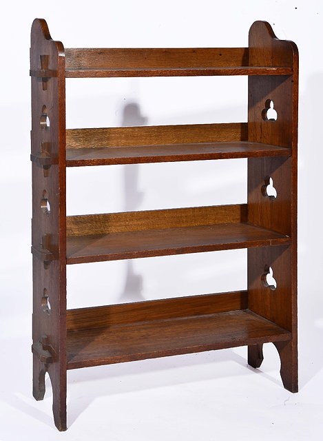 Appraisal: Liberty Co oak open bookcasewith four peg shelves three cut-out