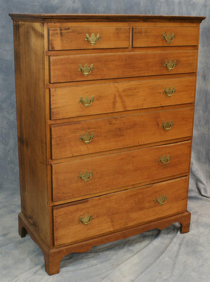 Appraisal: Chippendale New England birch tall chest of drawers short over