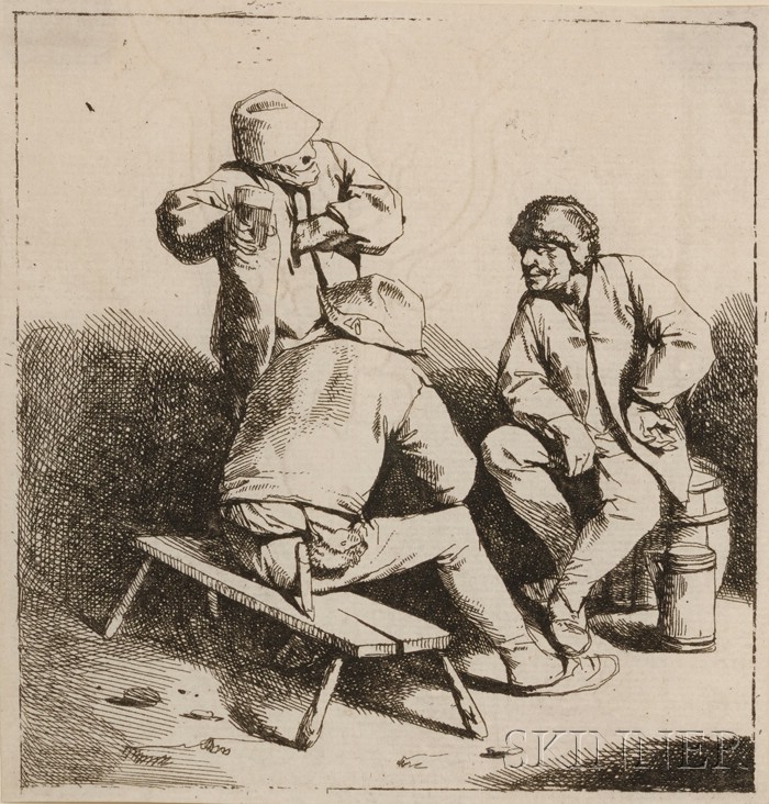 Appraisal: Cornelis Pietersz Bega Dutch c - The Three Drinkers Etching