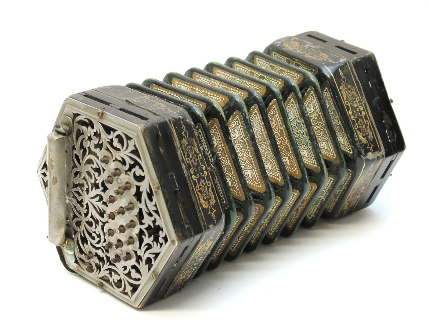 Appraisal: A concertina by C Jeffries th century with thirty four