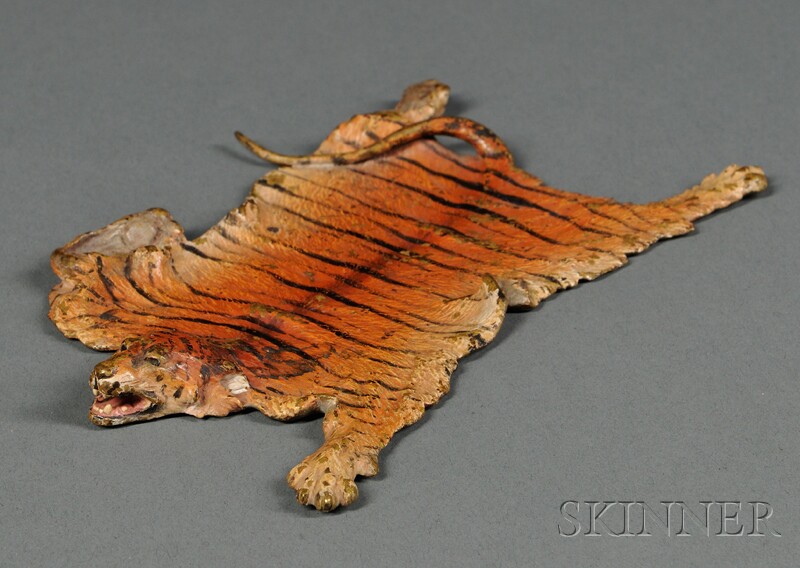 Appraisal: Bergman Austrian Cold Painted Bronze of a Tiger Skin late