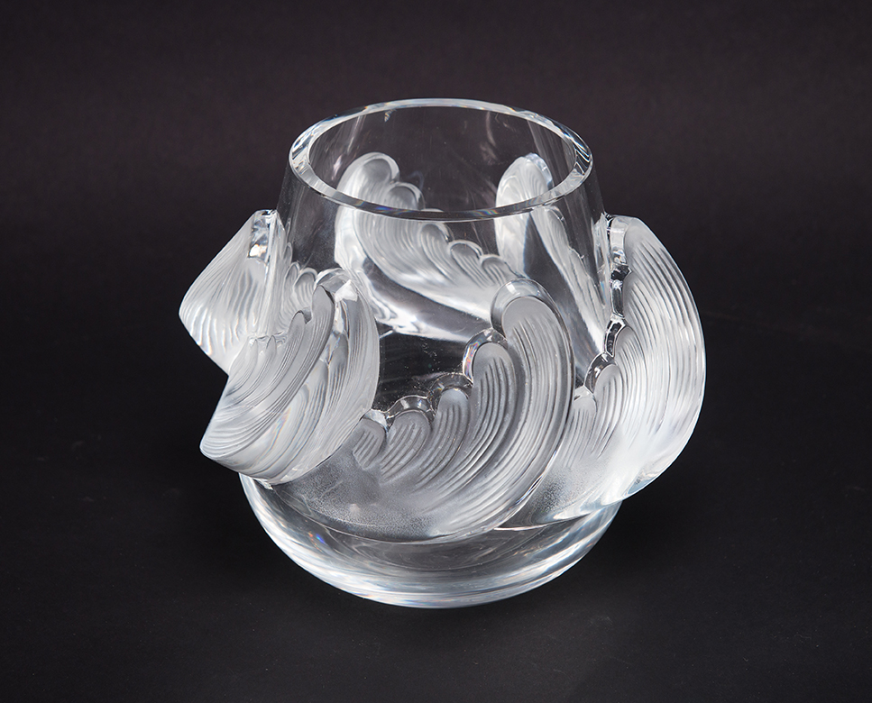 Appraisal: LALIQUE CRYSTAL GLASS BOWL WITH WAVE DECORATION France th century