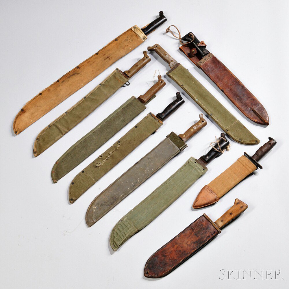 Appraisal: Group of U S Machetes and Scabbards c early to