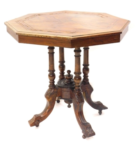 Appraisal: A late Victorian walnut and inlaid octagonal occasional table on