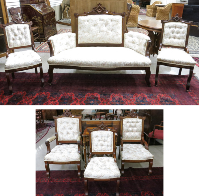 Appraisal: SEVEN-PIECE VICTORIAN SEATING FURNITURE SET American c the set comprising