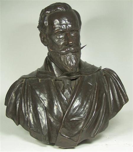 Appraisal: WALTER MERRETT BUST OF A BEARDED GENTLEMAN Bronze the bust