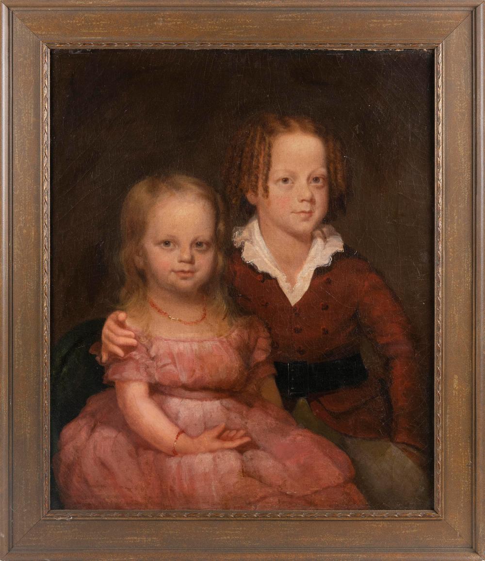 Appraisal: PORTRAIT OF A SEATED BROTHER AND SISTER TH CENTURY OIL