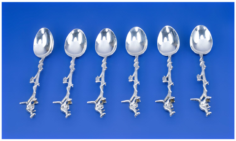 Appraisal: Unusual Novelty Set of Australian Silver Coffee Spoons each Handle