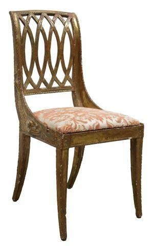 Appraisal: Continental Empire giltwood side chair possibly Italian early th c