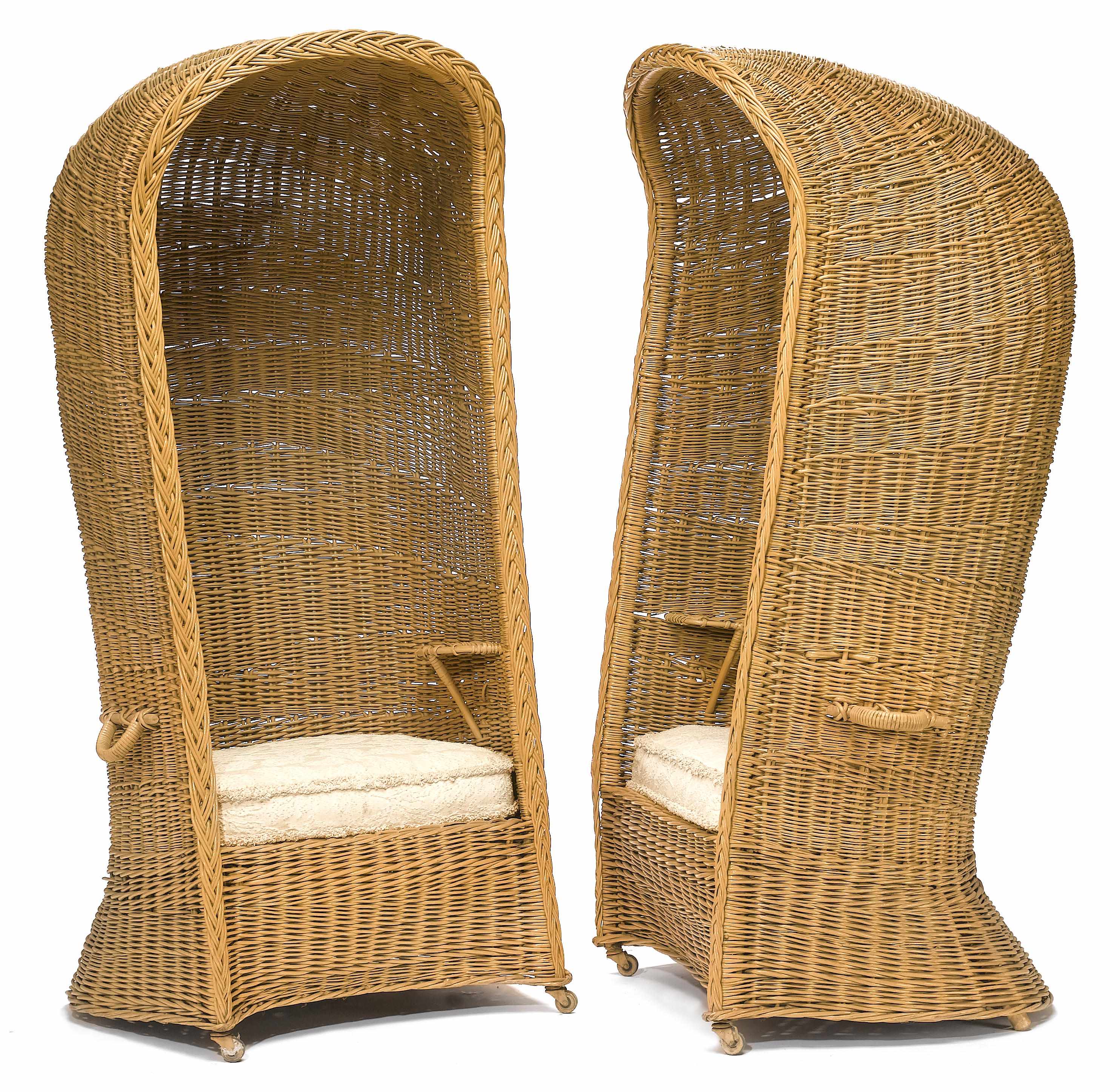 Appraisal: A pair of wicker porter's chairs th century Each with