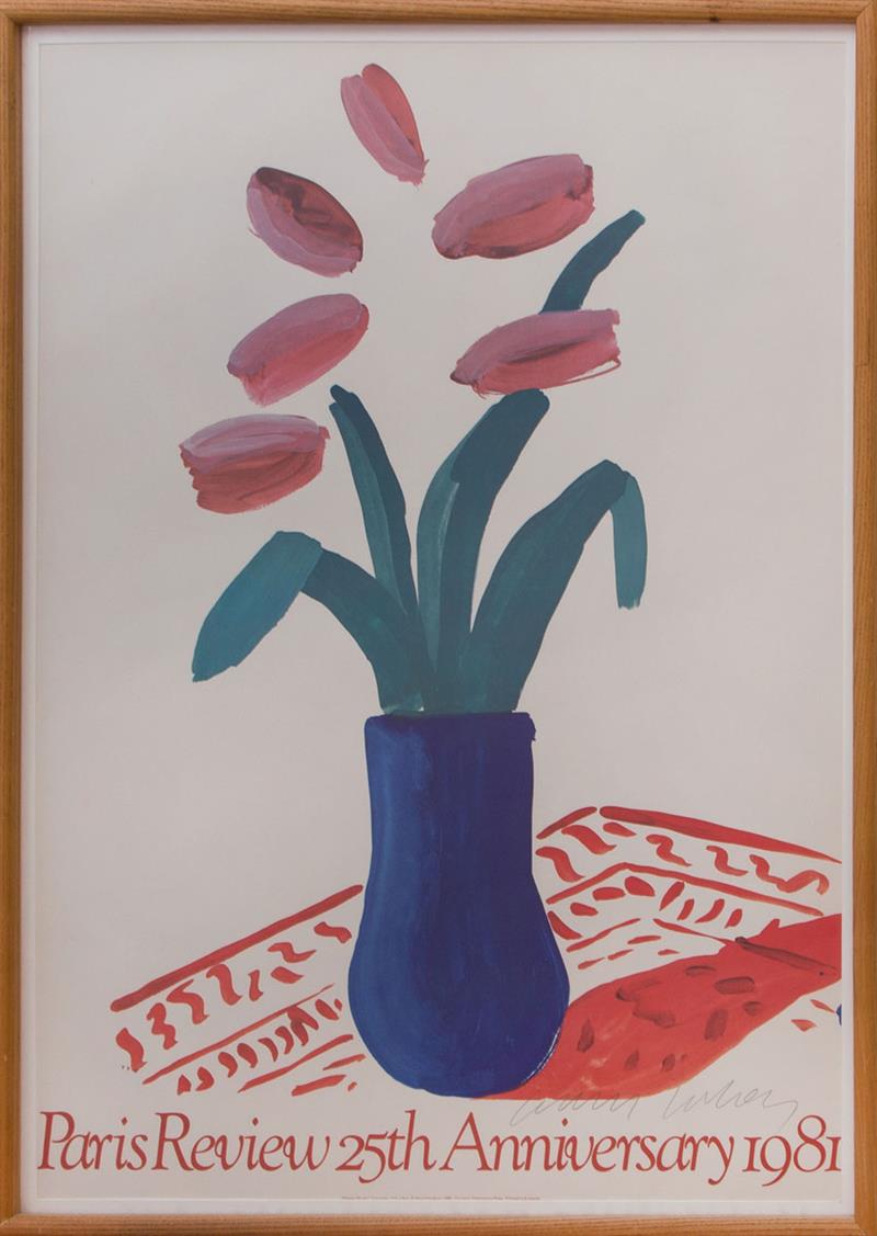 Appraisal: DAVID HOCKNEY b PARIS REVIEW TH ANNIVERSARY POSTER Offset poster