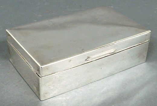 Appraisal: - English silver box with wood lining h x w