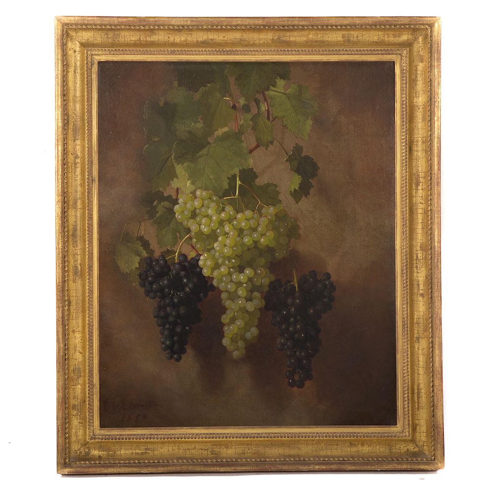 Appraisal: Edward Chalmers Leavitt Hanging Grapes Oil American - Oil on