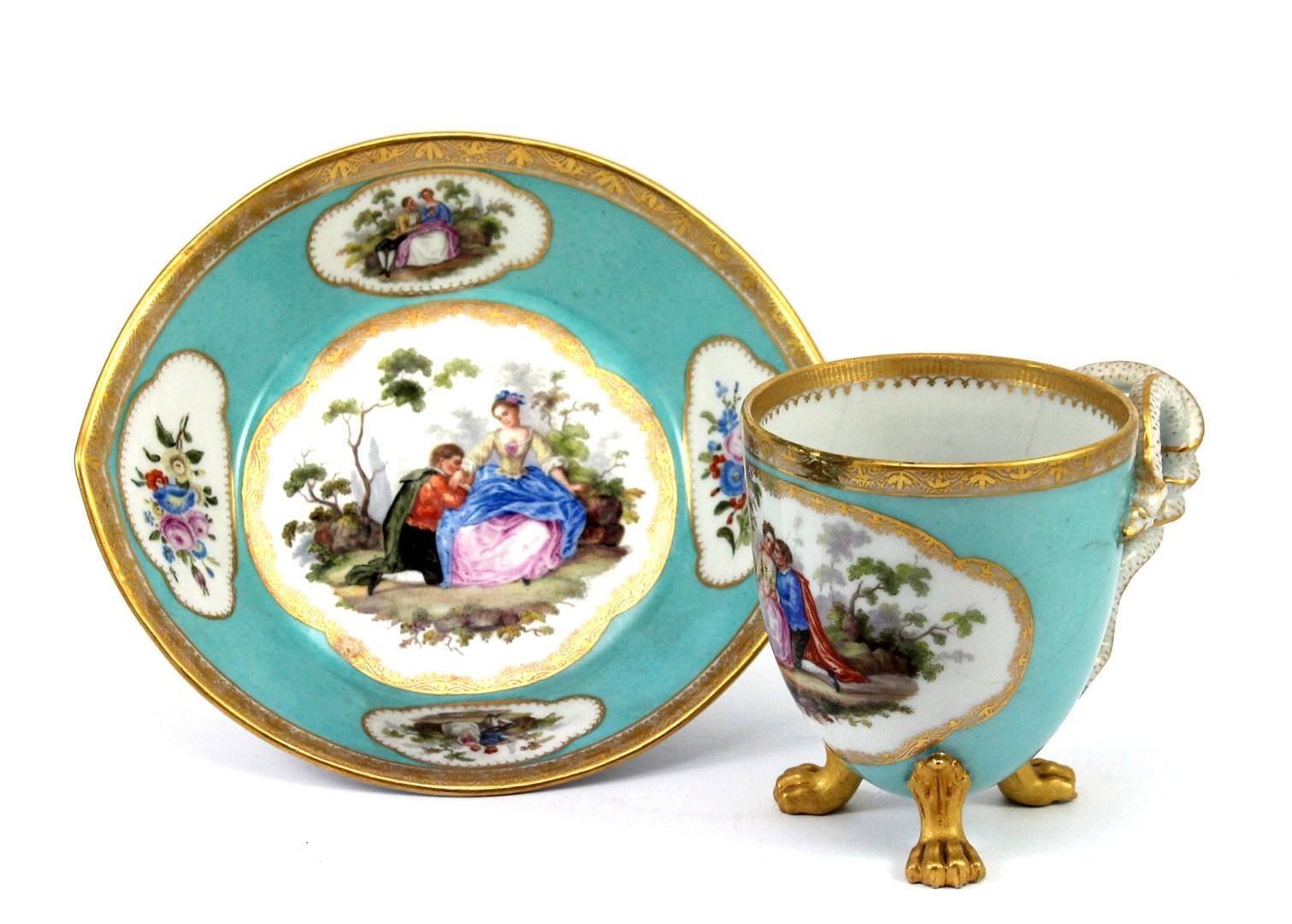 Appraisal: A Meissen cabinet cup and saucer th century hand painted