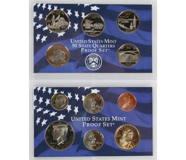 Appraisal: Five U S Mint Proof Sets w State Quarters Coins