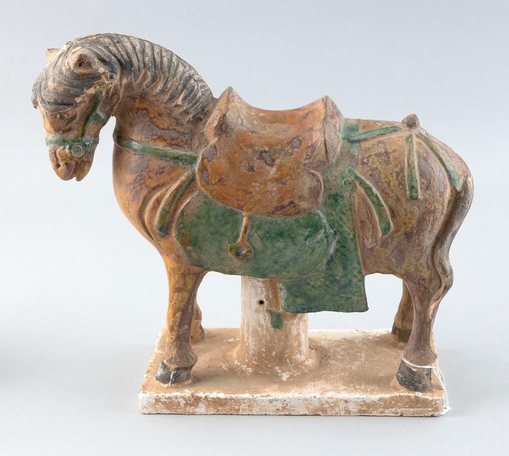 Appraisal: CHINESE SANCAI POTTERY HORSE MING DYNASTY HEIGHT LENGTH CHINESE SANCAI