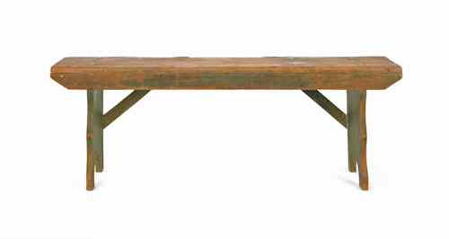 Appraisal: Painted pine mortised bench th c h w d