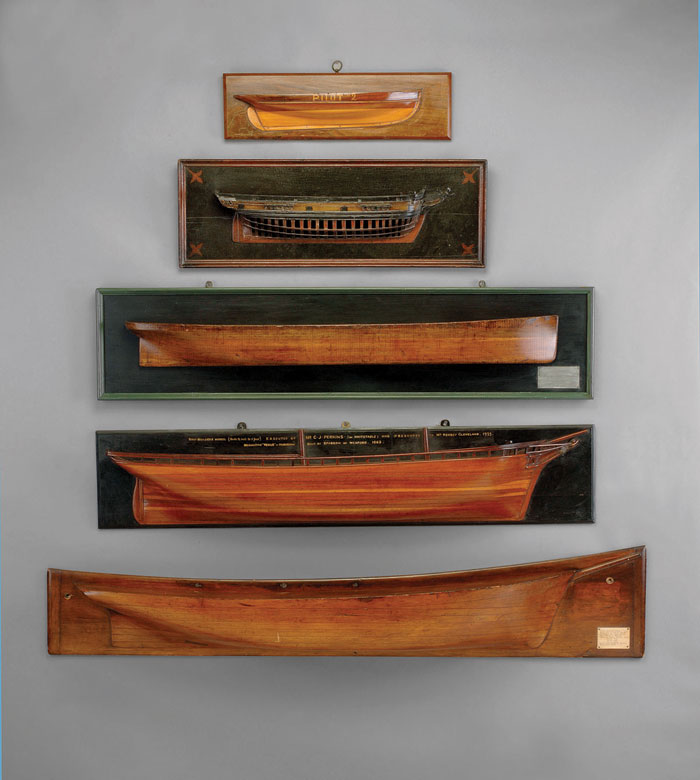 Appraisal: OPEN RIB HALF-HULL MODEL OF A MERCHANT SHIP WITH FIGUREHEAD