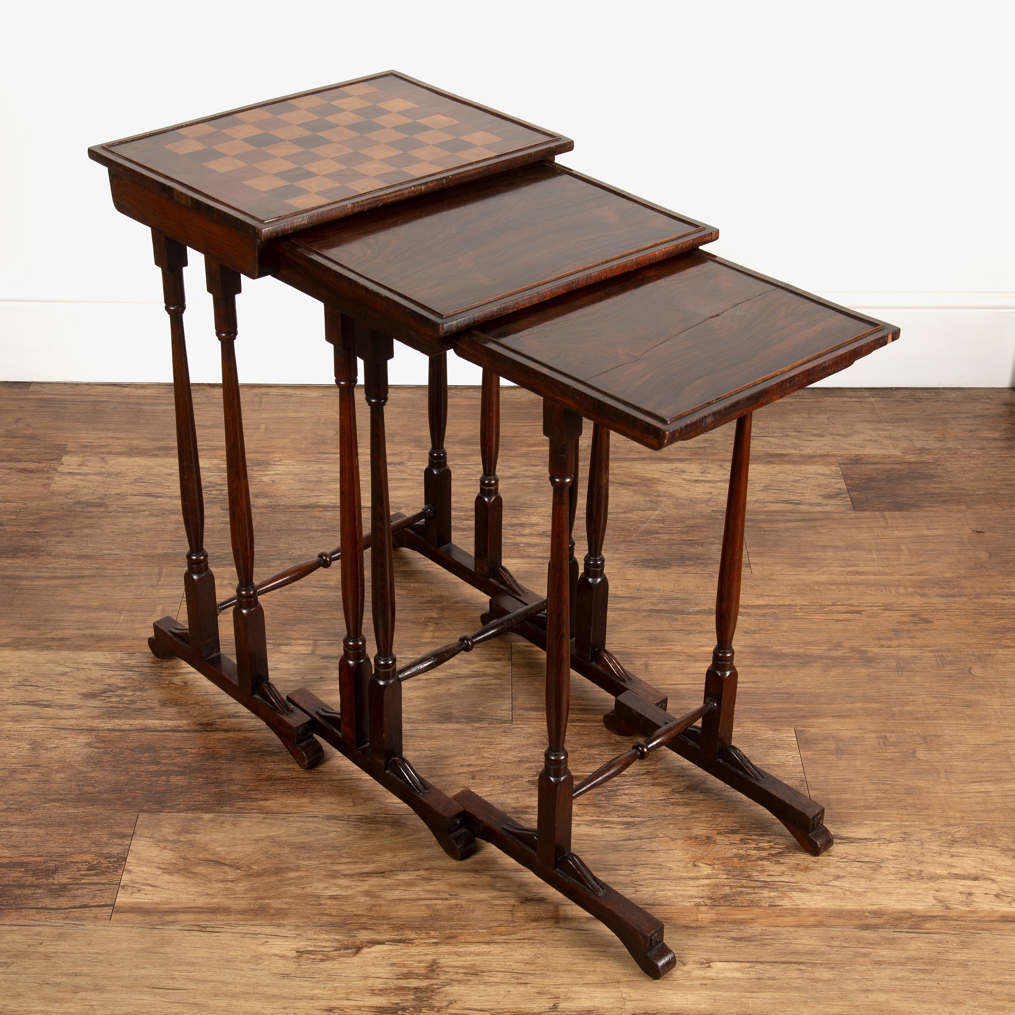 Appraisal: In the manner of Gillows Victorian nest of three rosewood