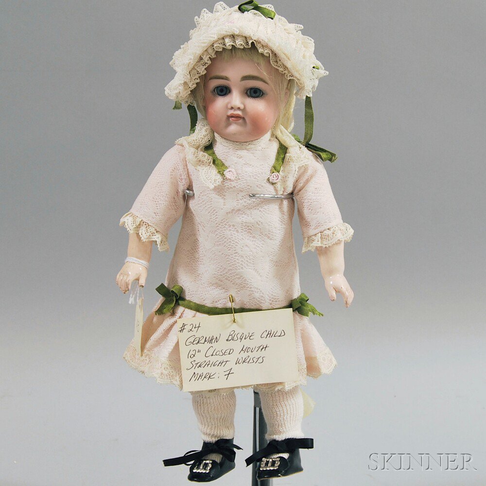 Appraisal: Early Kestner Closed Mouth Bisque Head Doll Germany c blue