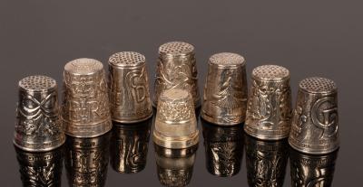 Appraisal: Two silver thimbles commemorative of the Royal Wedding th July