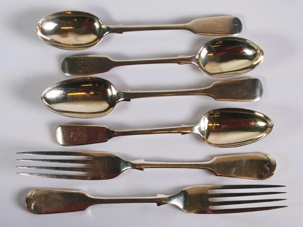 Appraisal: COLLECTION OF SEVENTEEN NINETEENTH CENTURY FIDDLE PATTERN SILVER TEASPOONS comprising