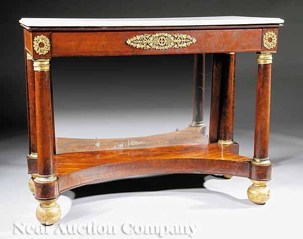 Appraisal: An American Classical Mahogany and Gilt-Bronze Mounted Pier Table c